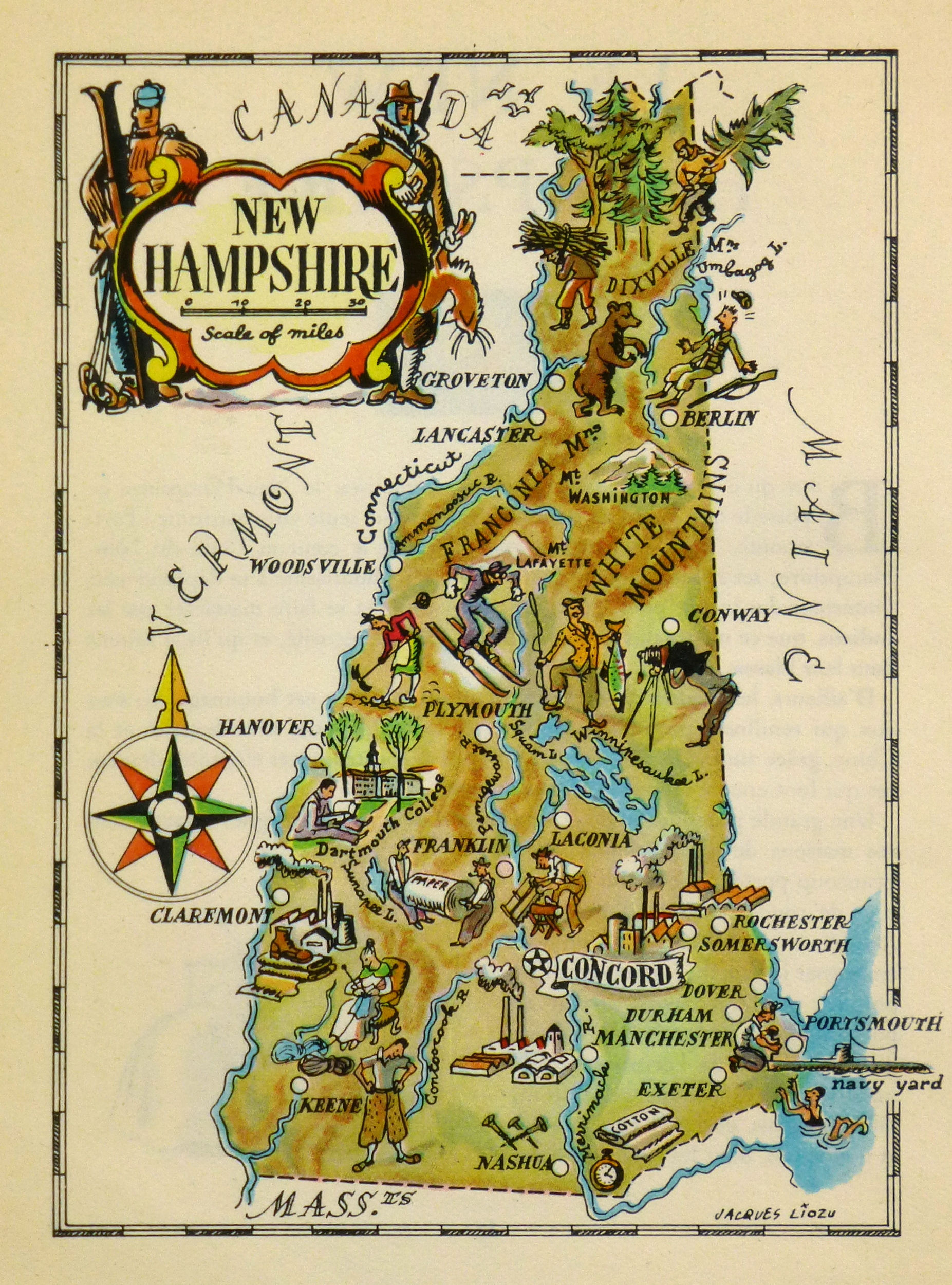 New Hampshire Pictorial Map, 1946