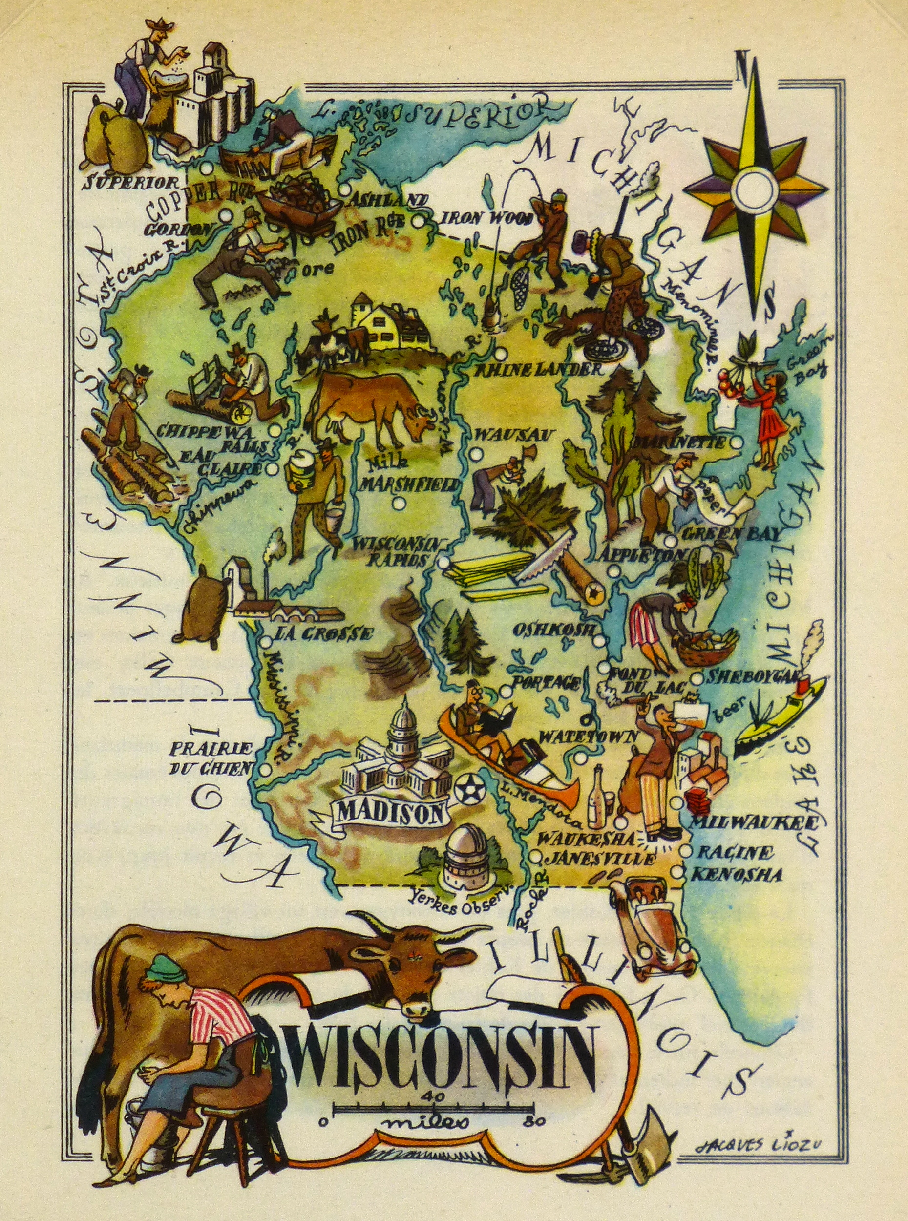 Wisconsin Pictorial Map, 1946