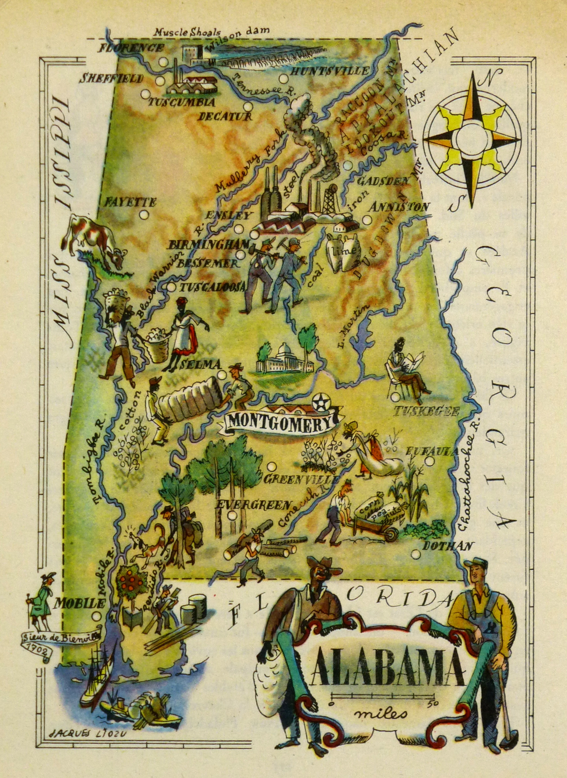 Alabama Pictorial Map, 1946