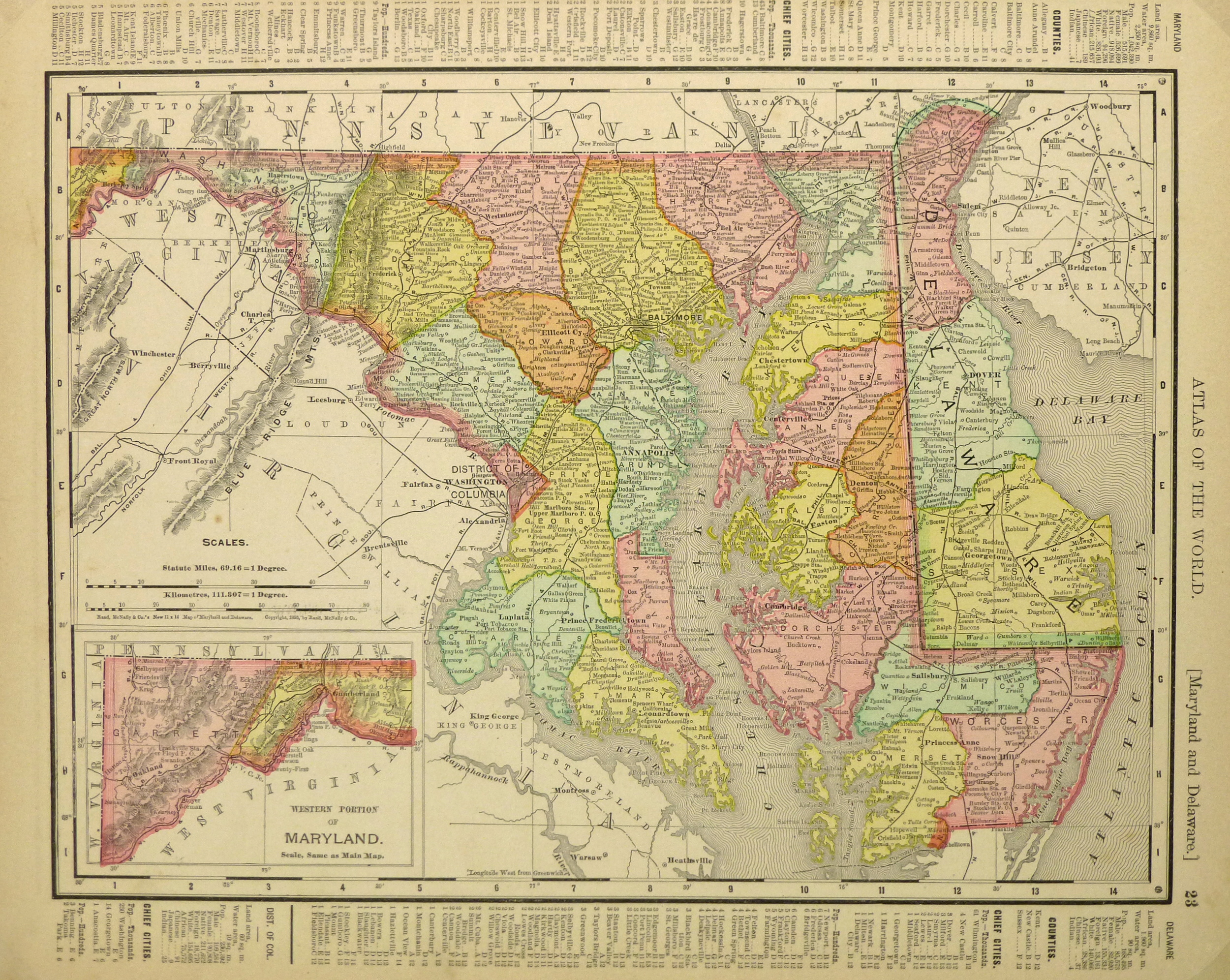 Map of Maryland & Delaware from 1895