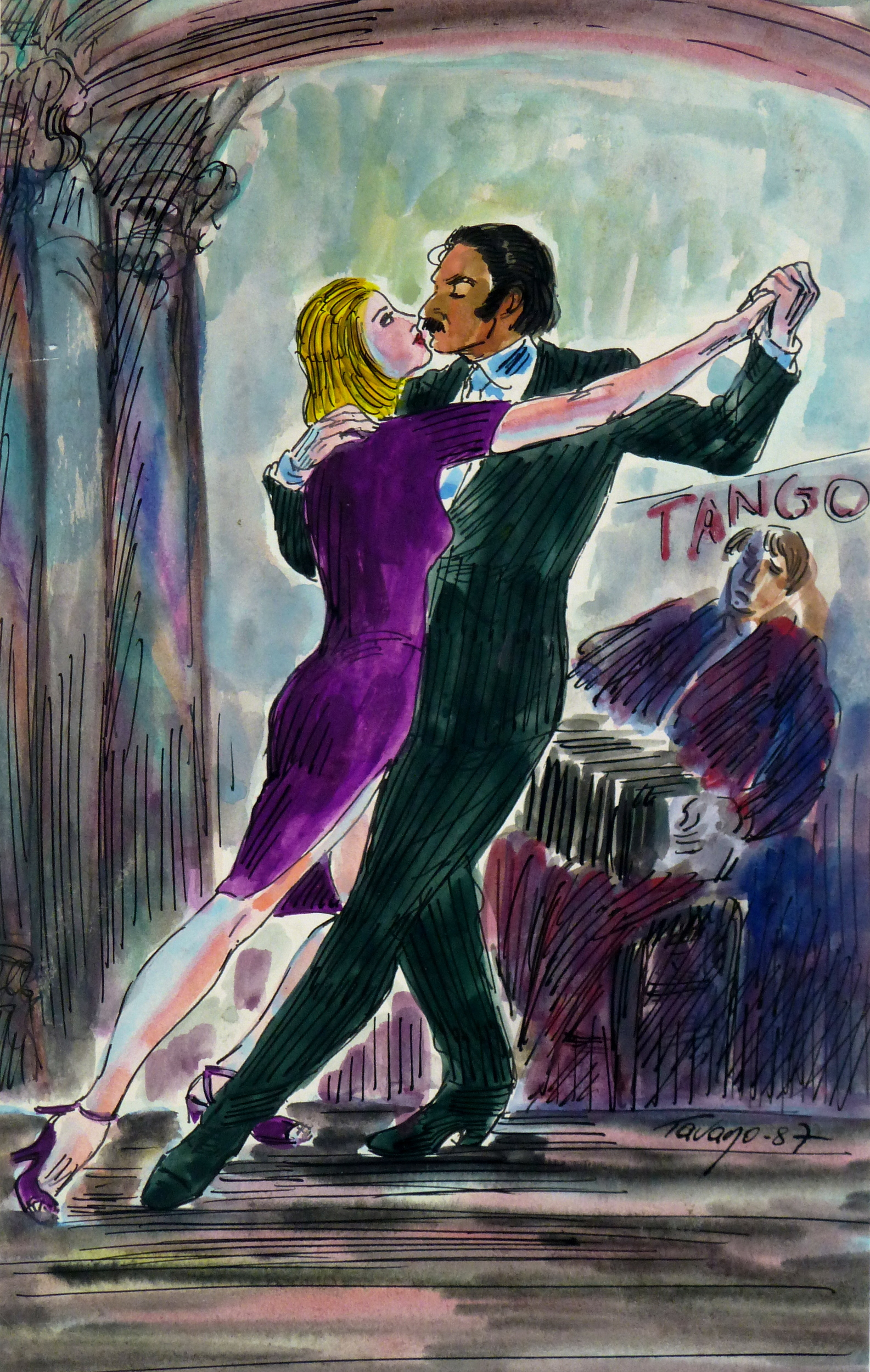Tango Watercolor by Tavano, 1987