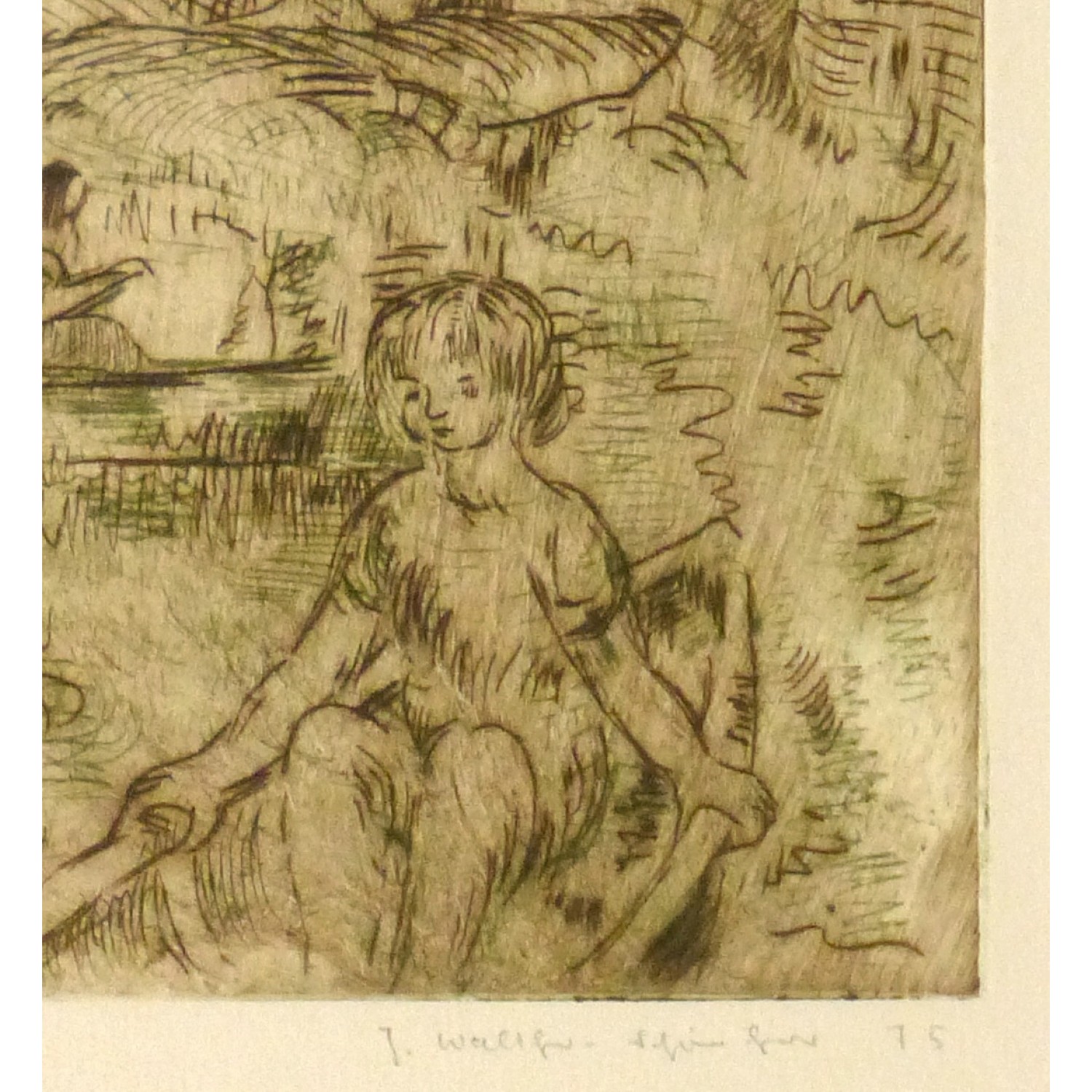 Aquatint Etching Golden Pond Original Art, Antique Maps & Prints