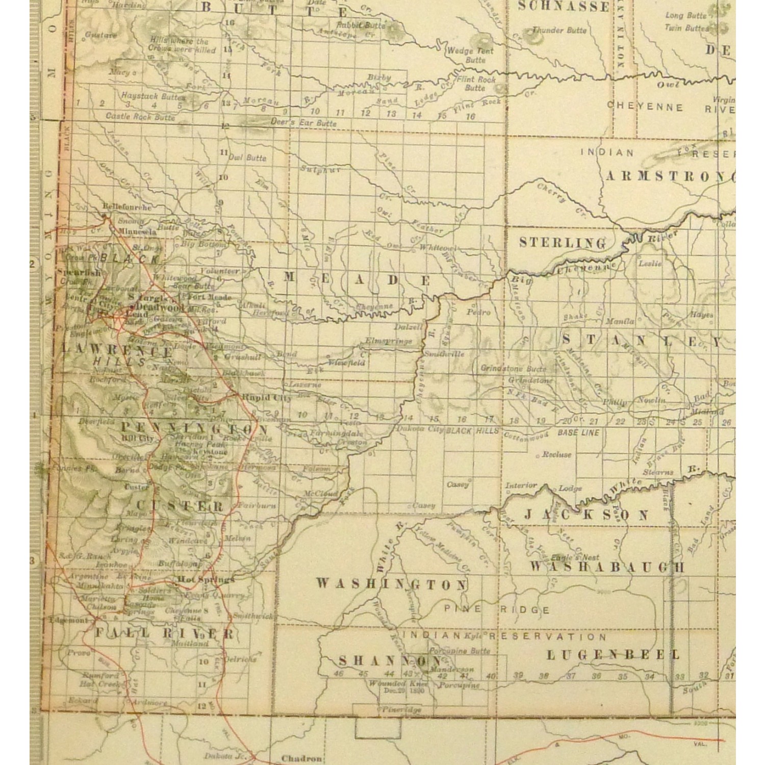 Map - South Dakota, 1897 - Original Art, Antique Maps & Prints