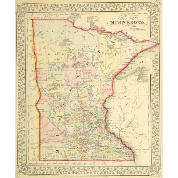 Map Minnesota, 1867 Original Art, Antique Maps & Prints