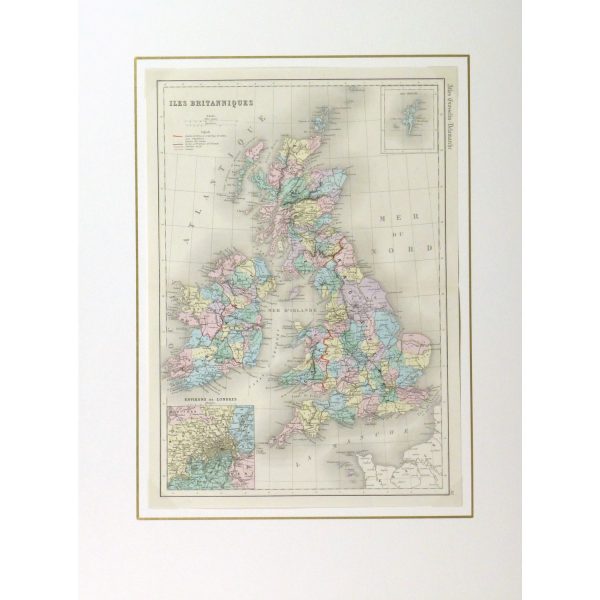 Original Antique Map Great Britain - matted - 9426m