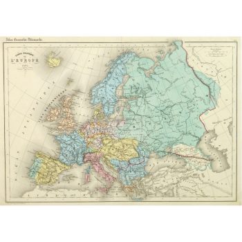 Original Antique Map Europe 1871 9428m