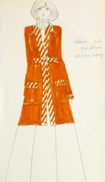 Ink & Pencil Fashion Sketch - Orange Coat - main-10111M