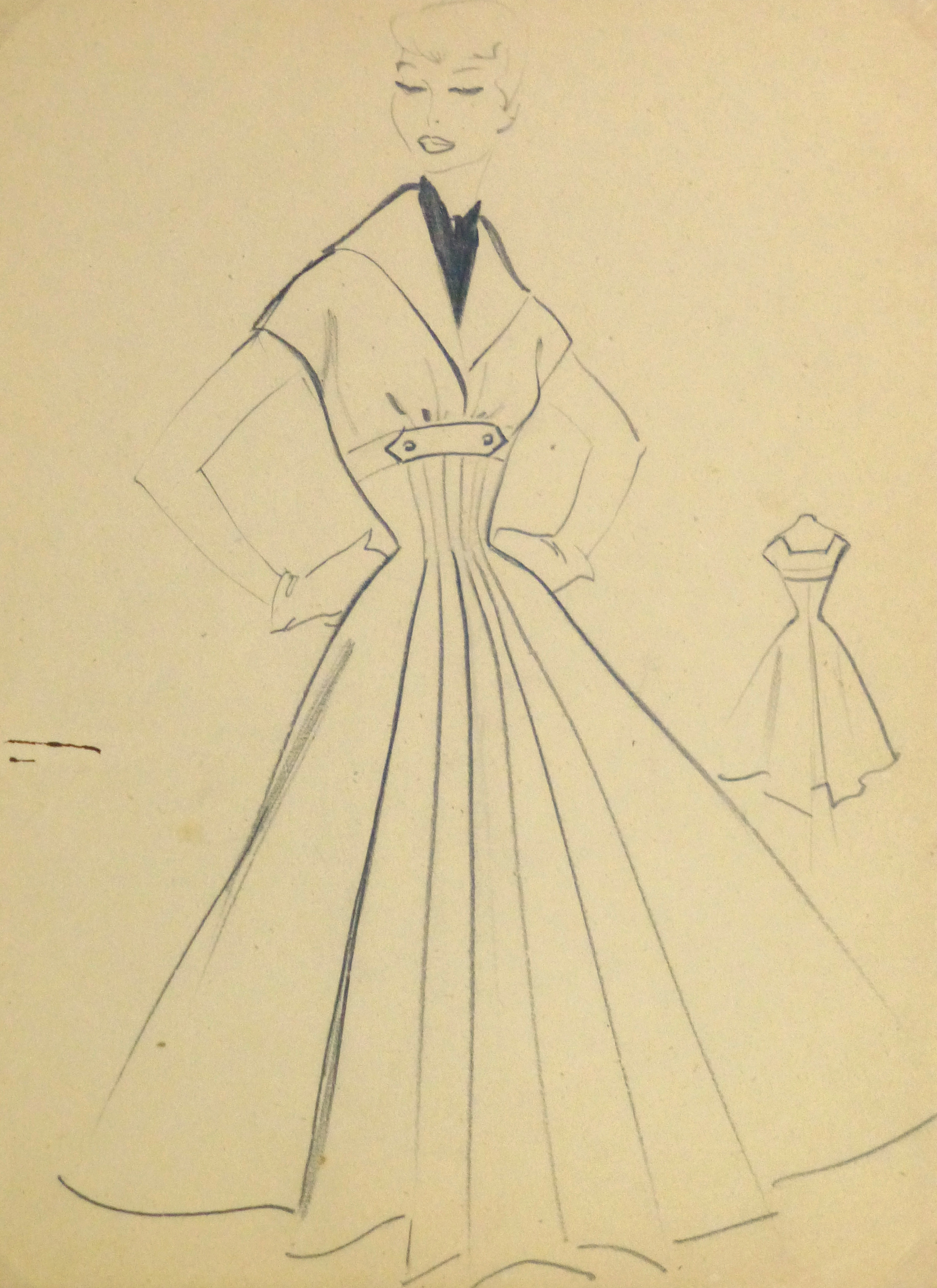 Pencil Fashion Sketch Casual Dress, 1957
