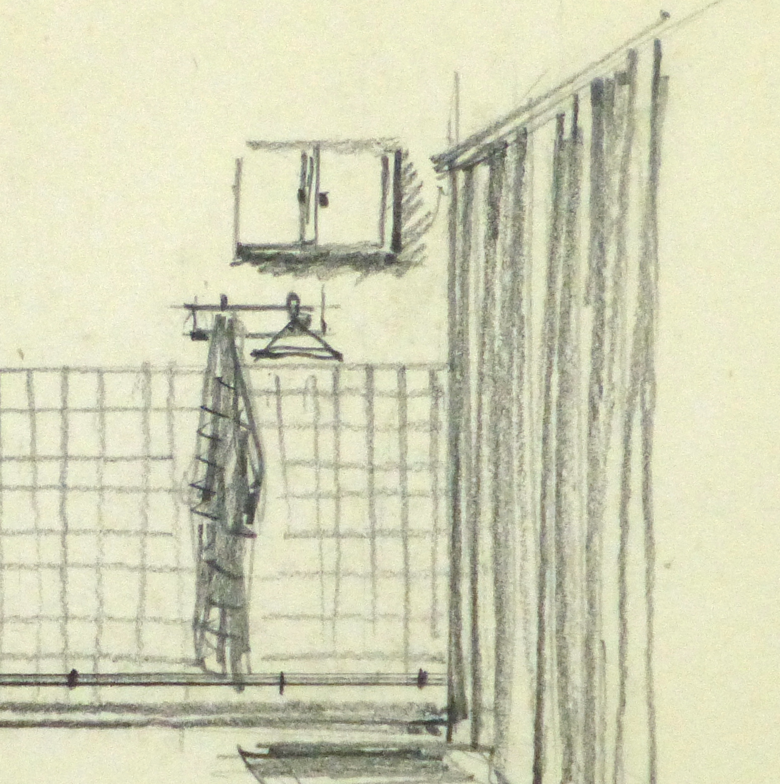 Pencil Drawing Bathroom Interior, circa 1950