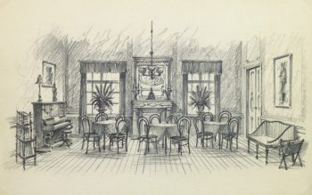 Pencil Drawing - Dining Room, circa 1950-main-10364M