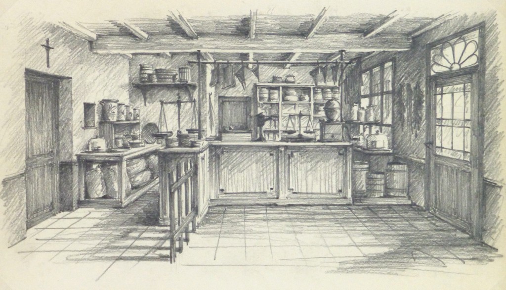 Pencil Drawing Country Store, circa 1950