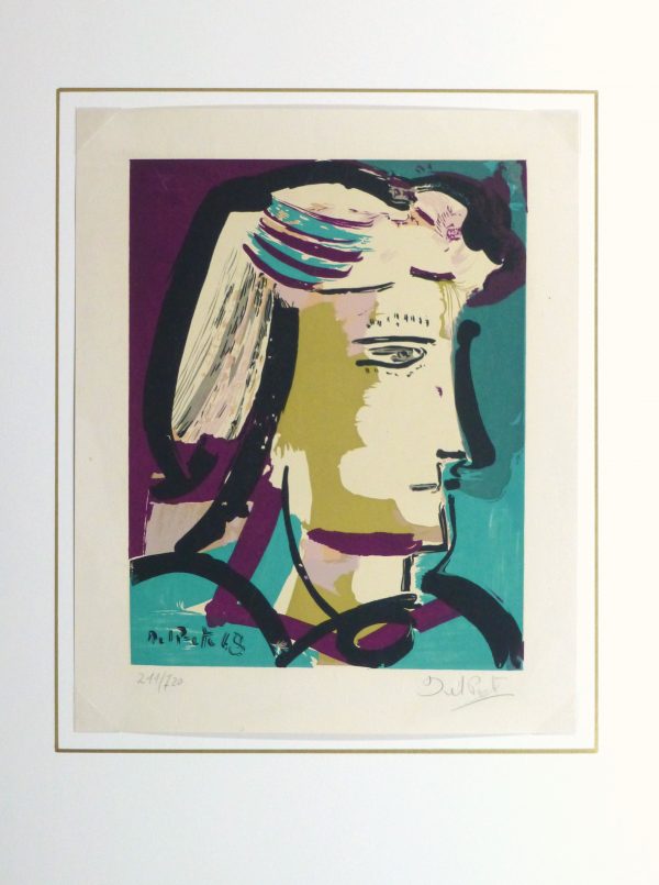 Abstract Portrait Lithograph, 1968-matted-10390M