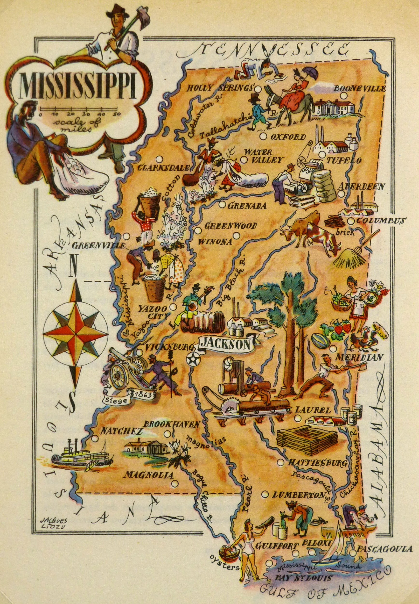 Mississippi Pictorial Map, 1946