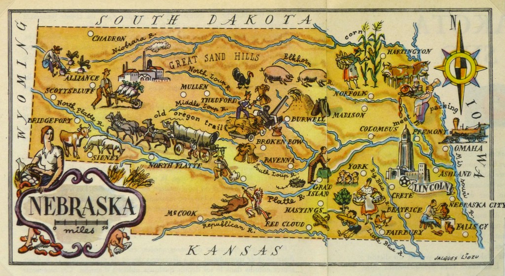 Nebraska Pictorial Map, 1946