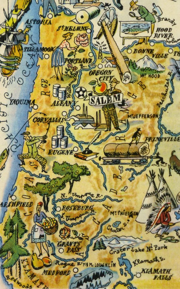 Oregon Pictorial Map, 1946-detail-6281K