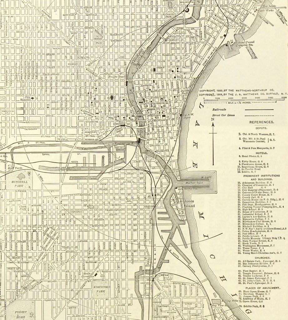 Milwaukee Map 1889 Original Art Antique Maps Prints 7386
