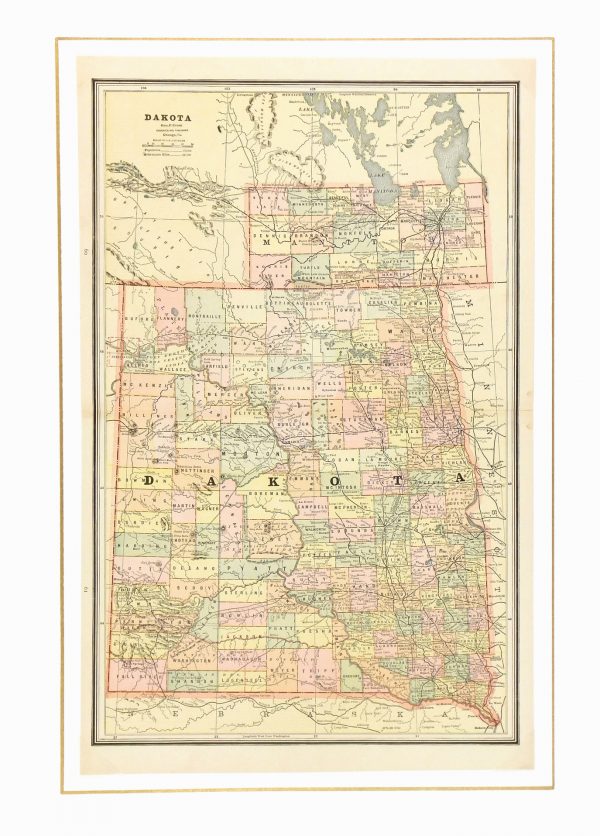 Dakota Territory Map, 1885-matted-7625K