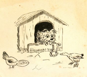 Drawing of Dog, Circa 1930-main-7850K