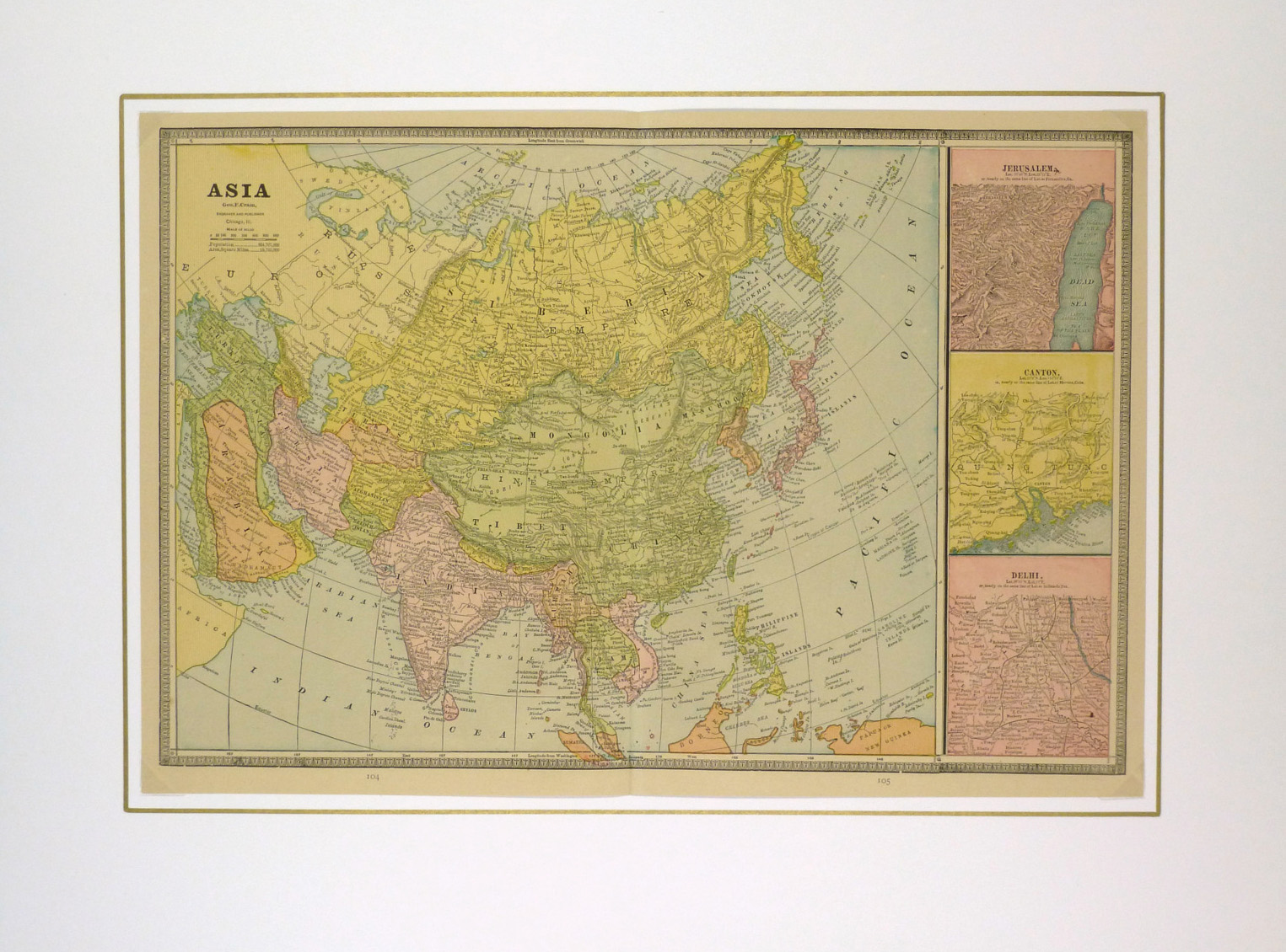 Asia Map, 1890 - Original Art, Antique Maps & Prints