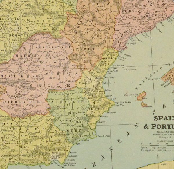 Spain & Portugal, 1890-detail-8212K
