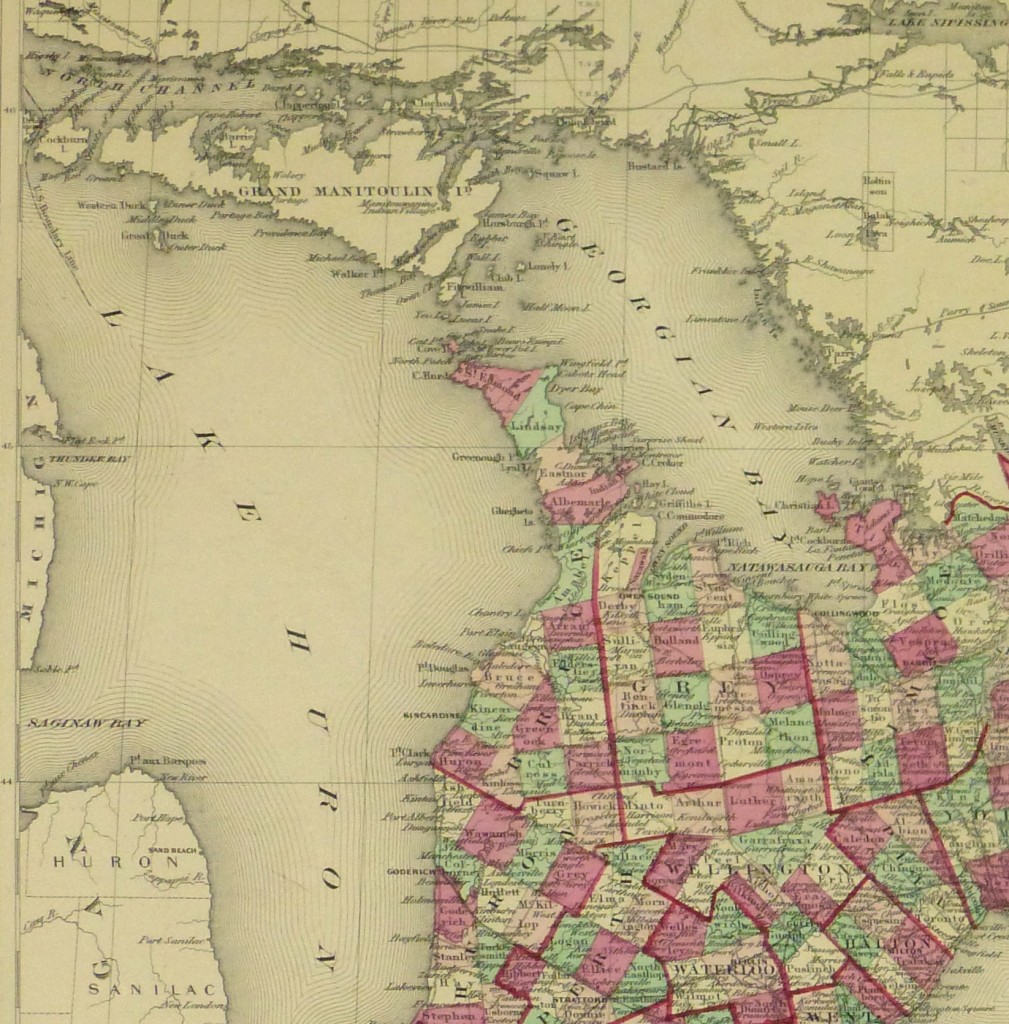 Ontario Map, 1868 Original Art, Antique Maps & Prints