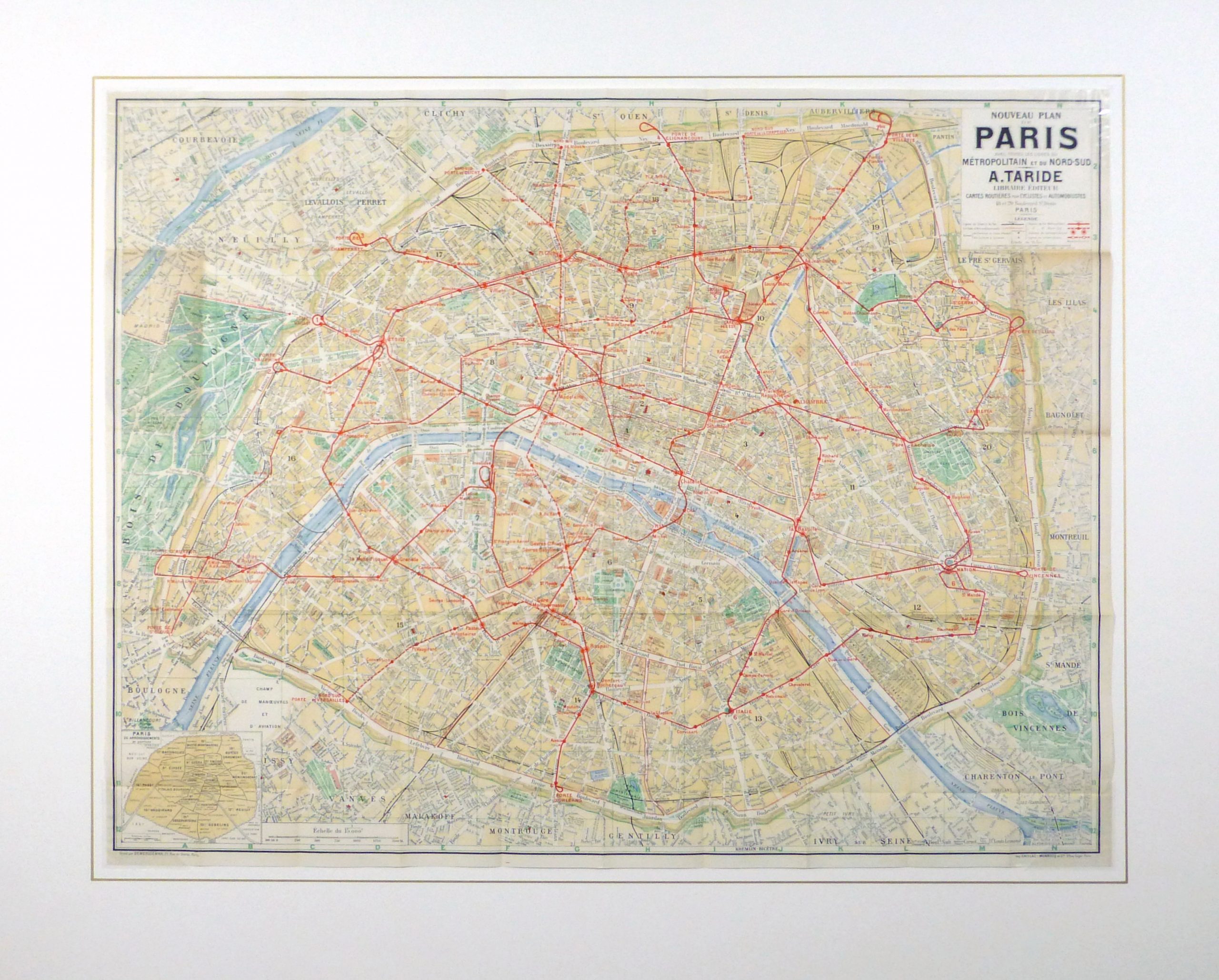 Vintage Paris Map Galeries Lafayette Paris & Paris Metro Map 