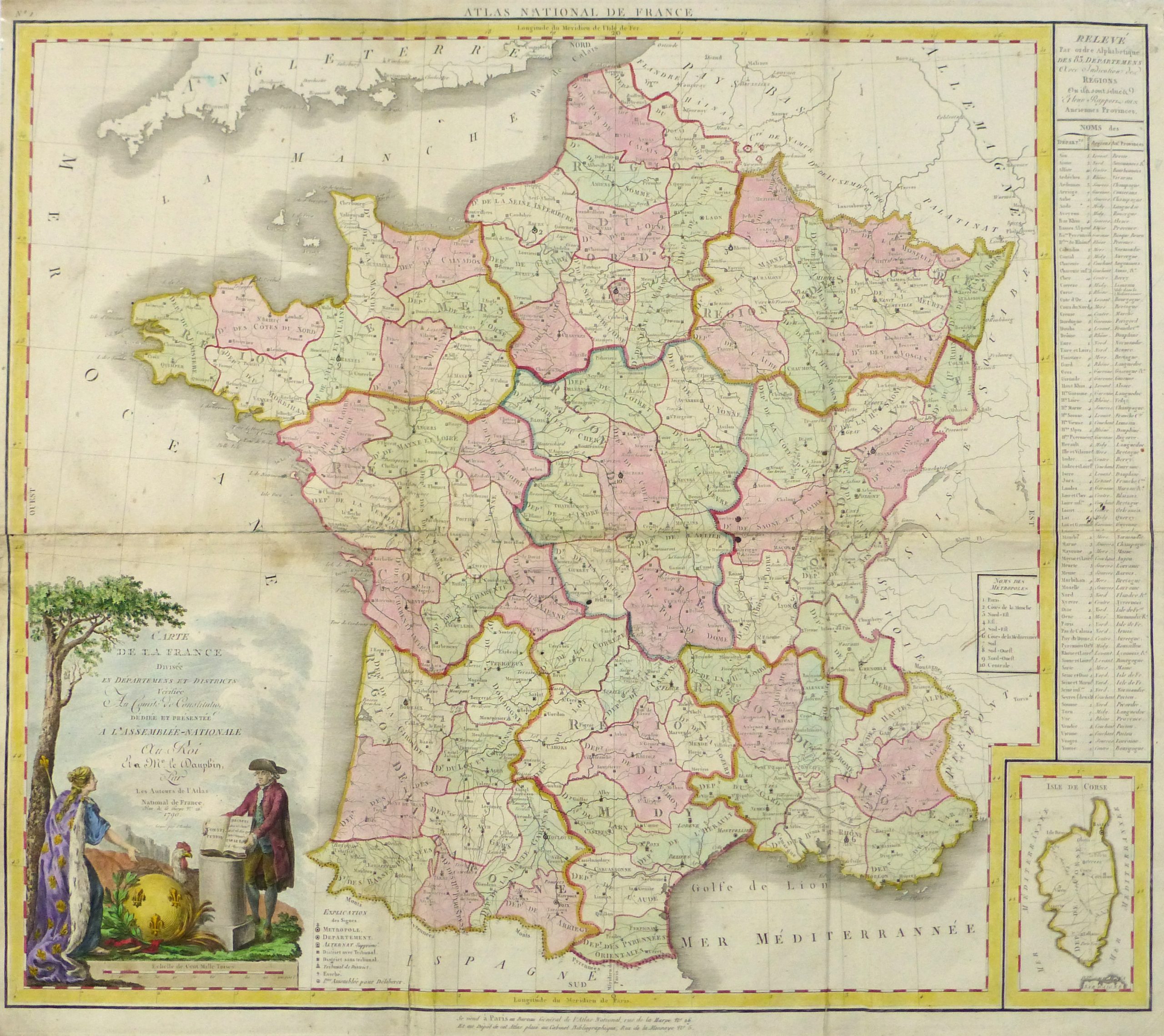 Large Map of France, 1790 - Original Art, Antique Maps & Prints