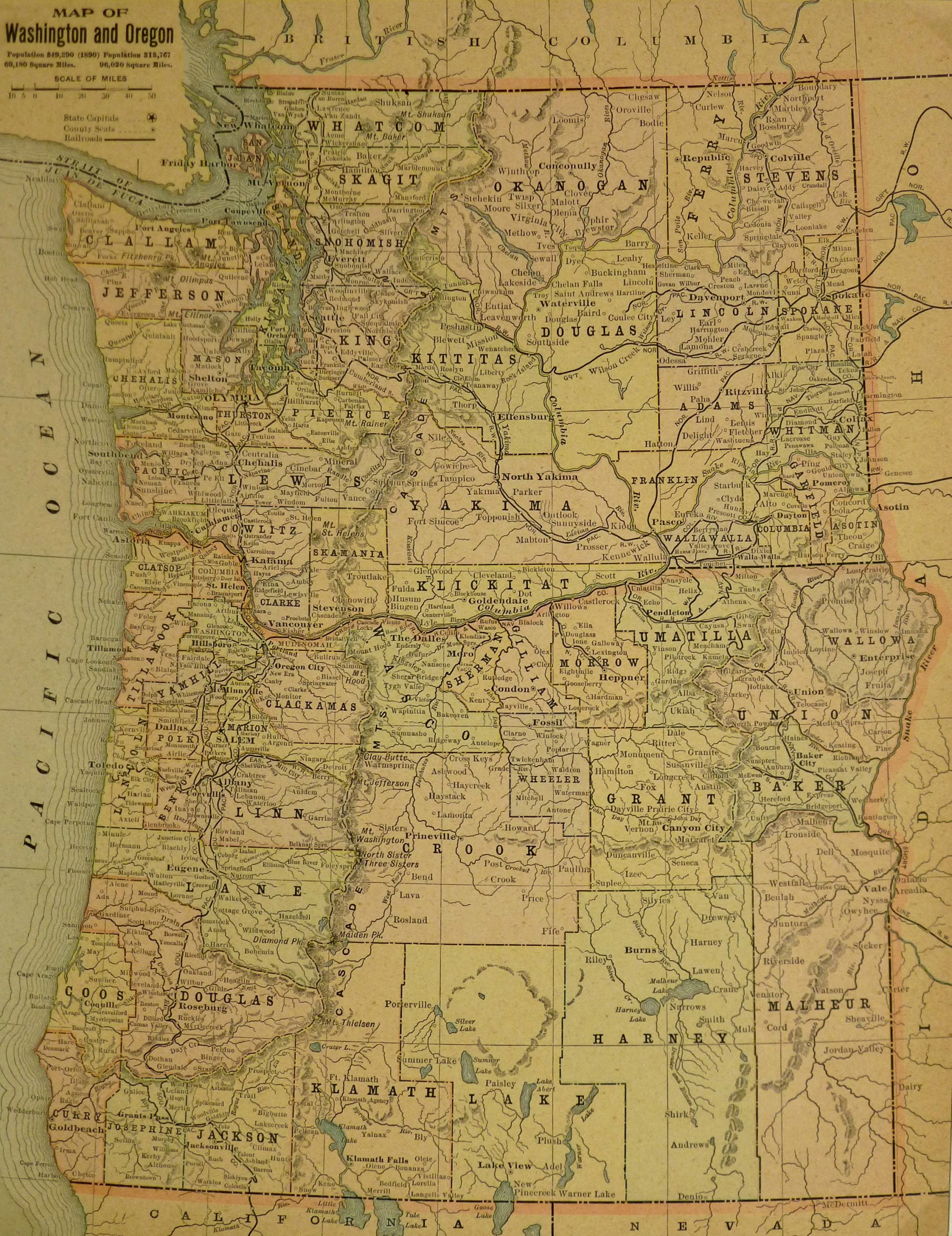 Map Washington Oregon 1900
