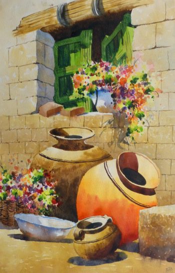 Watercolor Still Life - Peruvian Pottery 2011-main-10533M