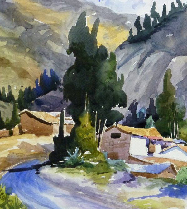 Watercolor Landscape - Mountain Town, 2011-detail 2-10537M