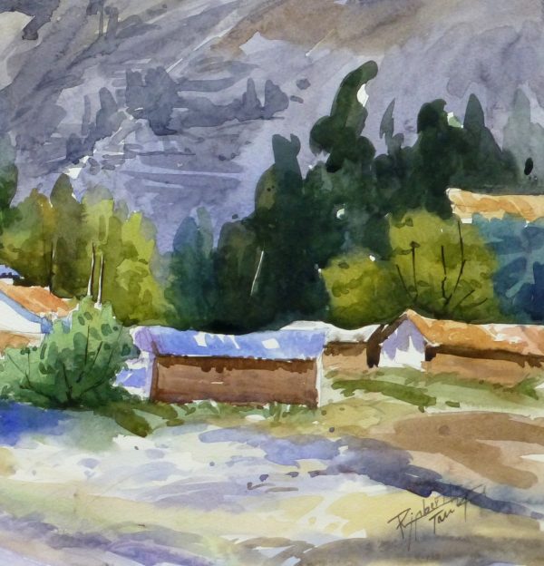 Watercolor Landscape - Mountain Town, 2011-detail-10537M