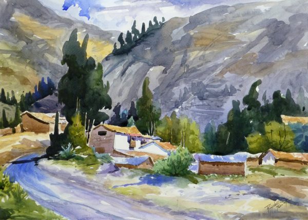 Watercolor Landscape - Mountain Town, 2011-main-10537M