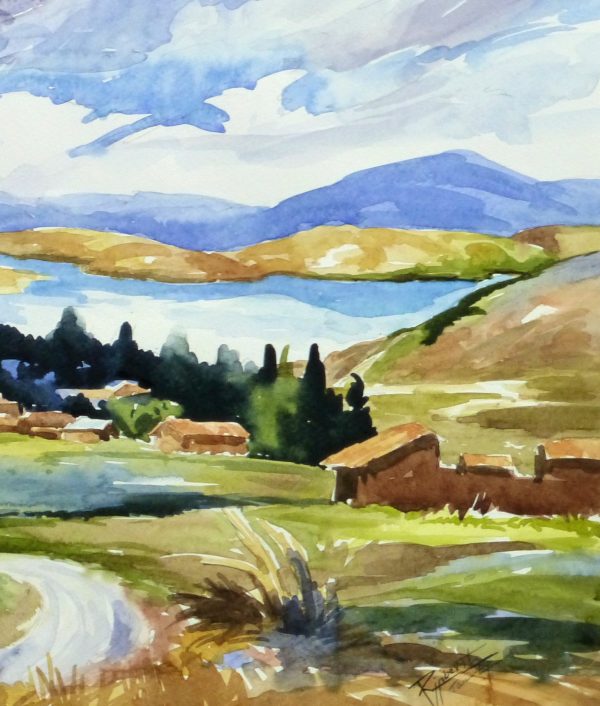 Watercolor Landscape - Lakeside Village, 2011-detail-10539M