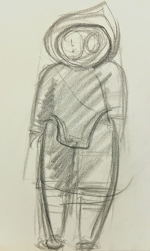 Charcoal Sketch - Winter Figure, 1970s-main-6373G