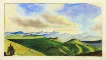 Watercolor Landscape - Mountain Overlook, 1980's-main-10725M