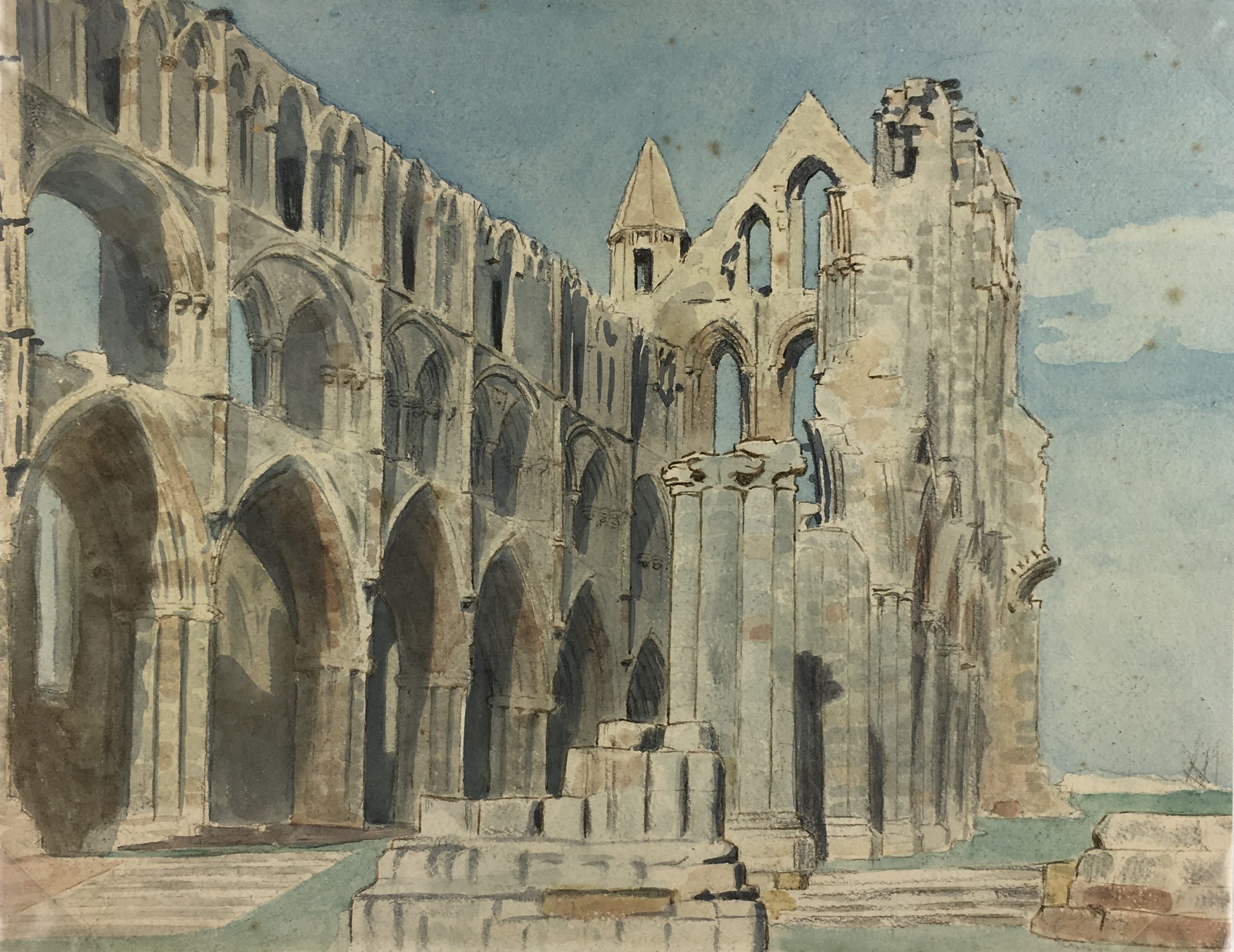 Churches & Chapels Original Art Watercolor Old Church, c.1930