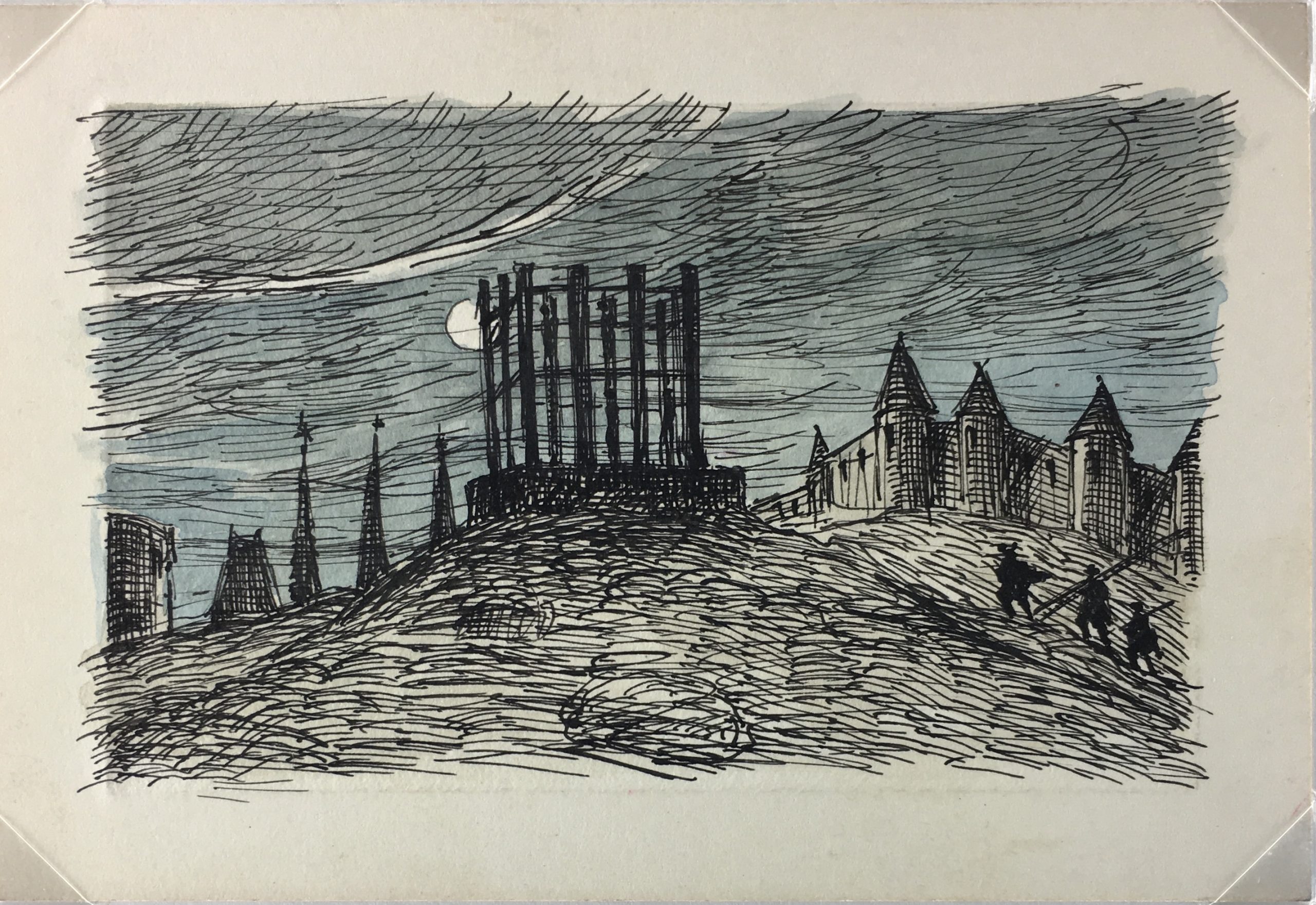 Drawings Original Art Pen & Ink Medieval, c.1950 Original Art, Antique Maps & Prints