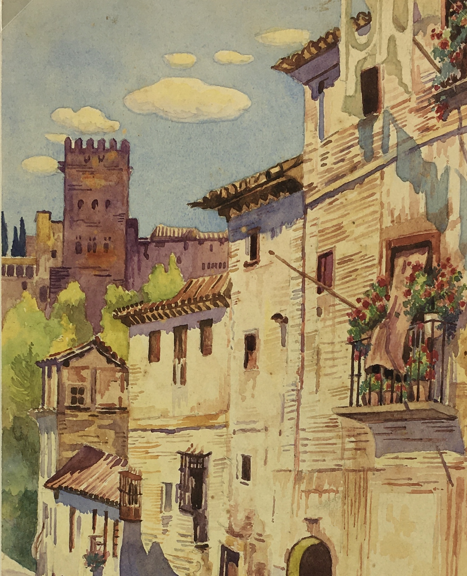 Wall Art Print, GRANADA City /Spain: #2 Romantic Old Scenes: Drawing S.XIX