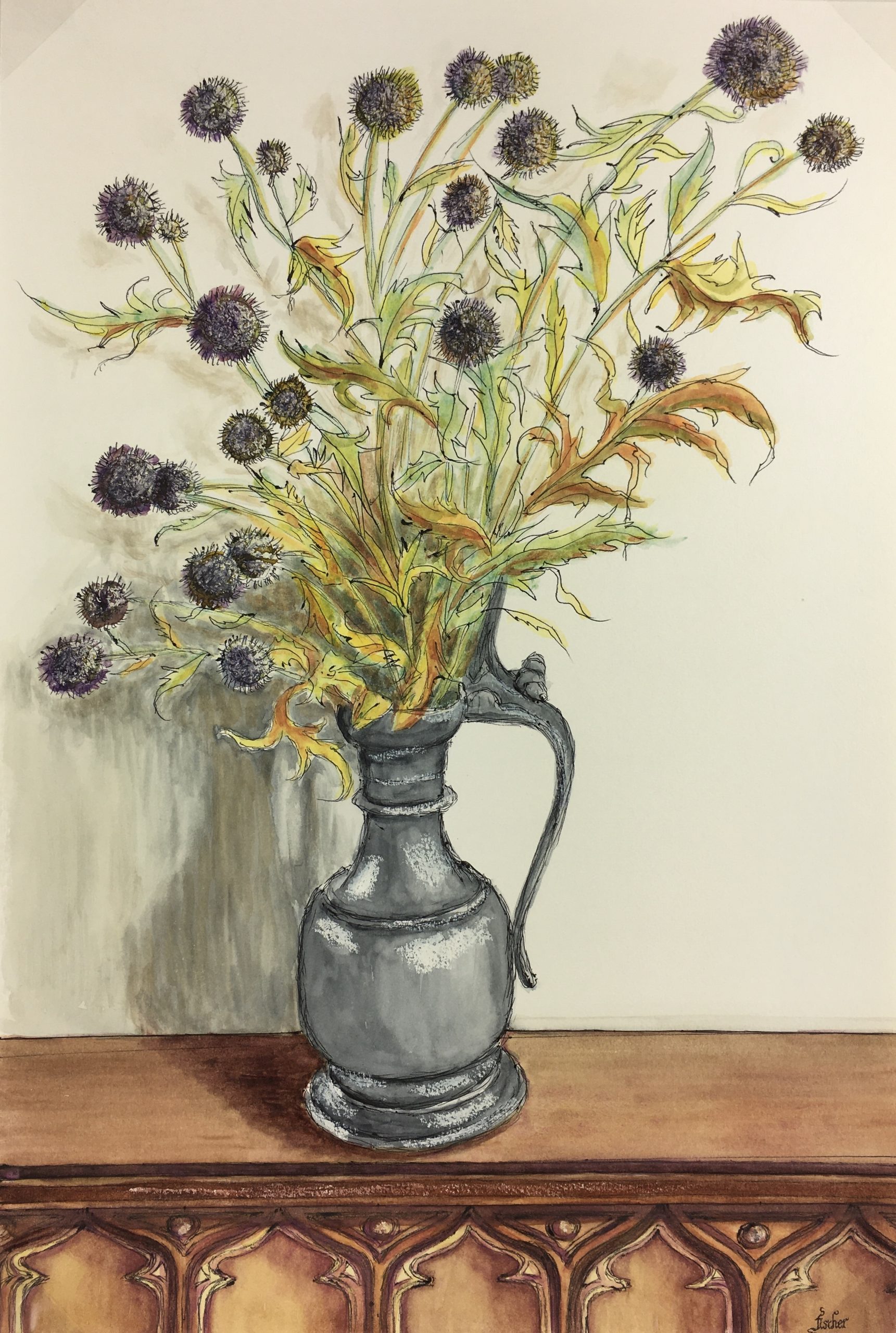 Flowers &amp; Plants Original Art Still Life, Fischer, c