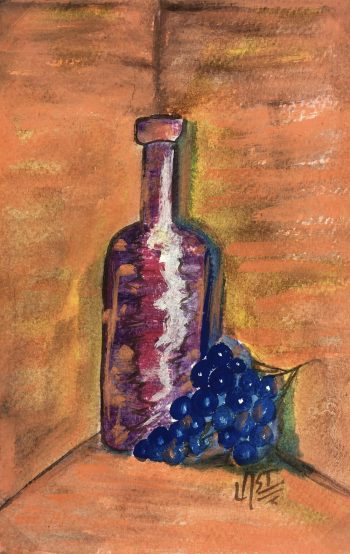 Still Life Original Art - Bottle and Grapes, Armando Sanchez (Merida0, 2012
