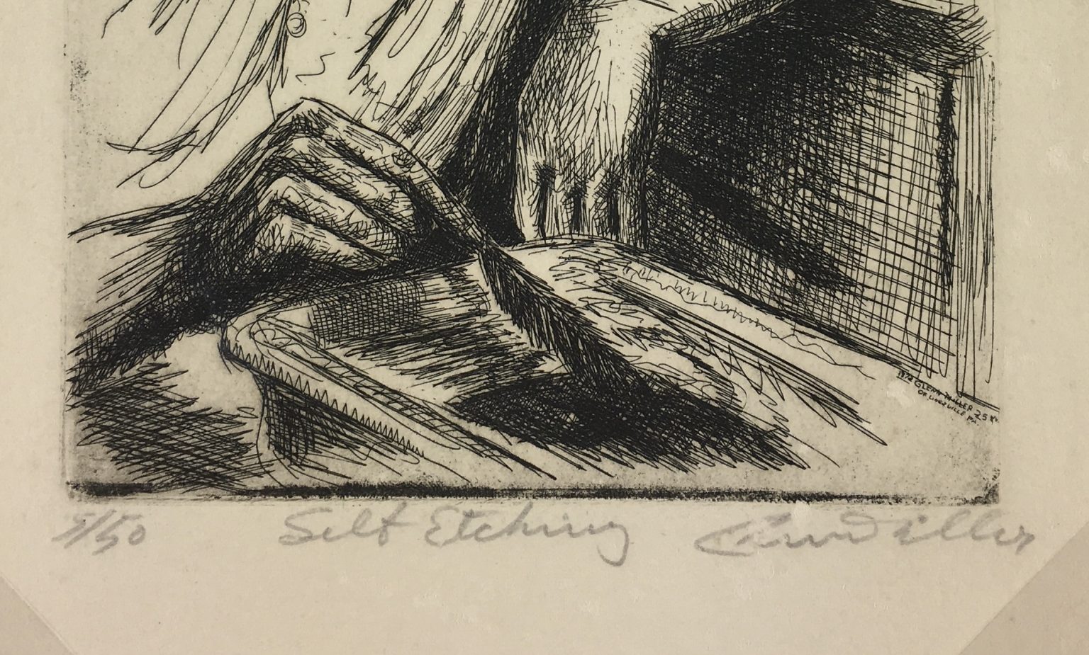 Engravings & Etchings Original Art Self Etching, Signed, C.1950 Original Art, Antique Maps