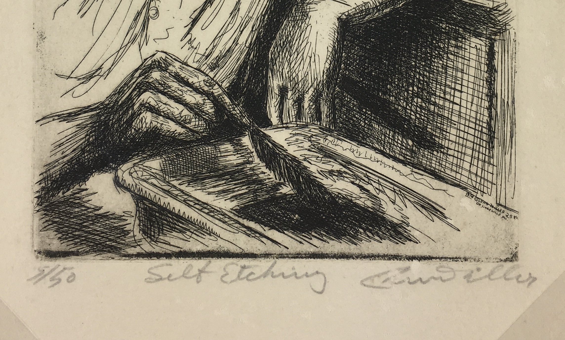 Engravings & Etchings Original Art Self Etching, Signed, C.1950