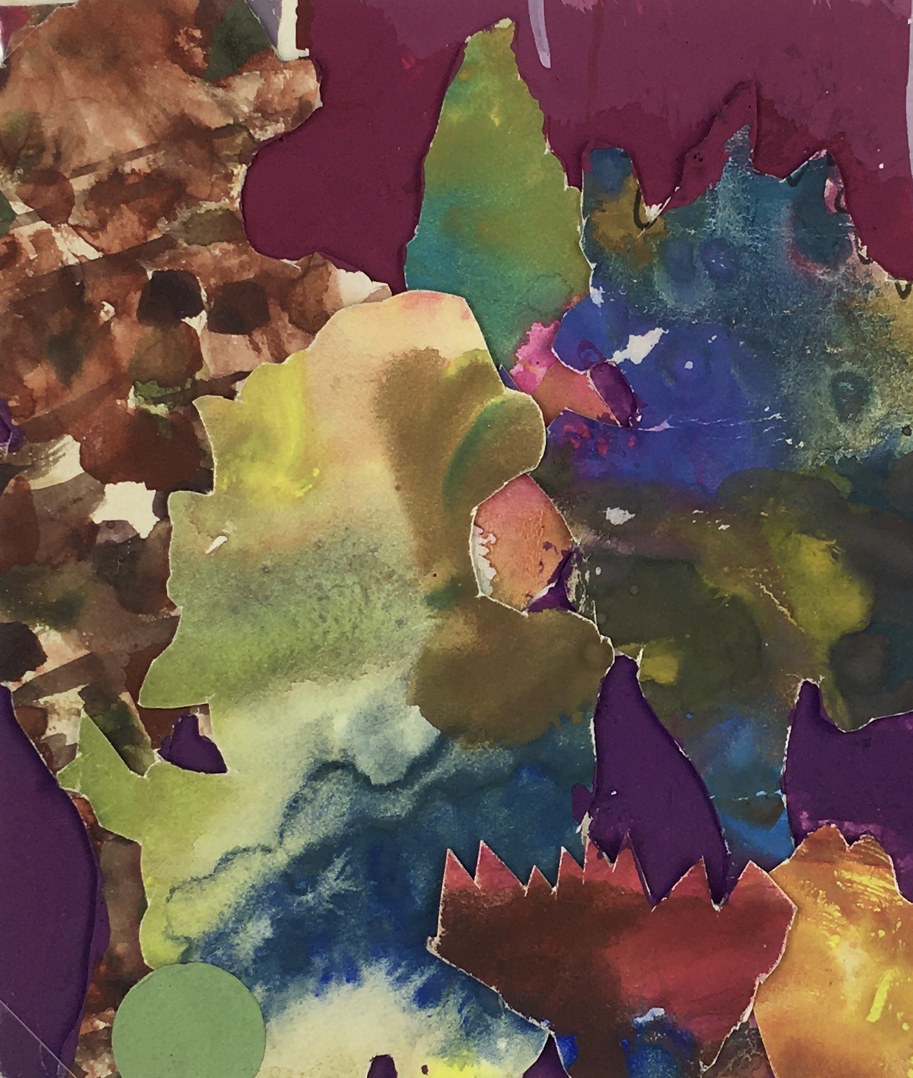 Modern Original Art Collage, French, c.1970 Original Art, Antique