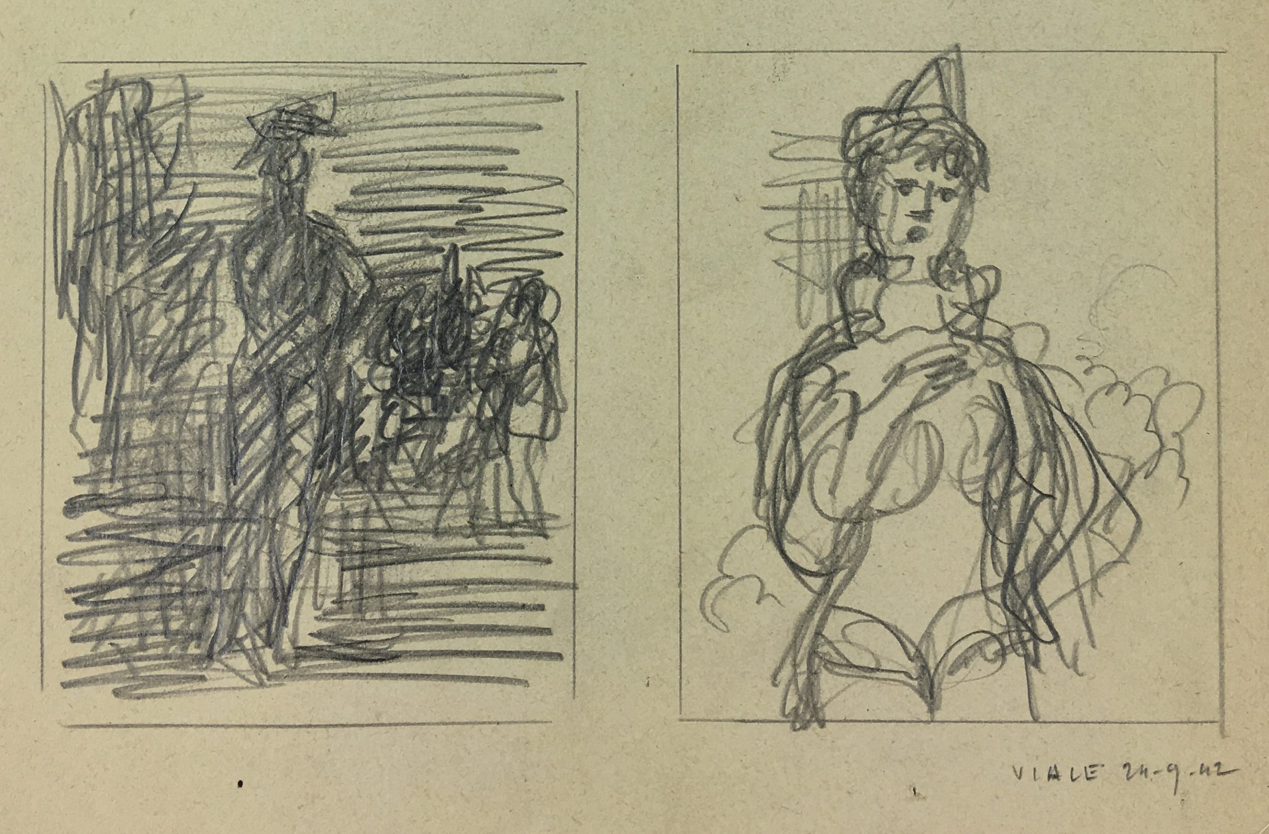 Sketches Original Art Ideas, Albert Vialé, 1942 Original Art