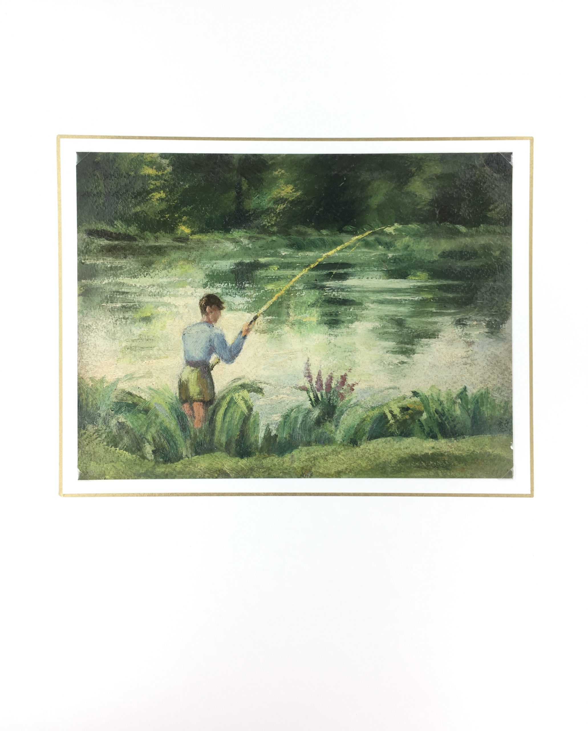 Country Art Fly Fishing Art Man Fishing Landscape Oil Painting