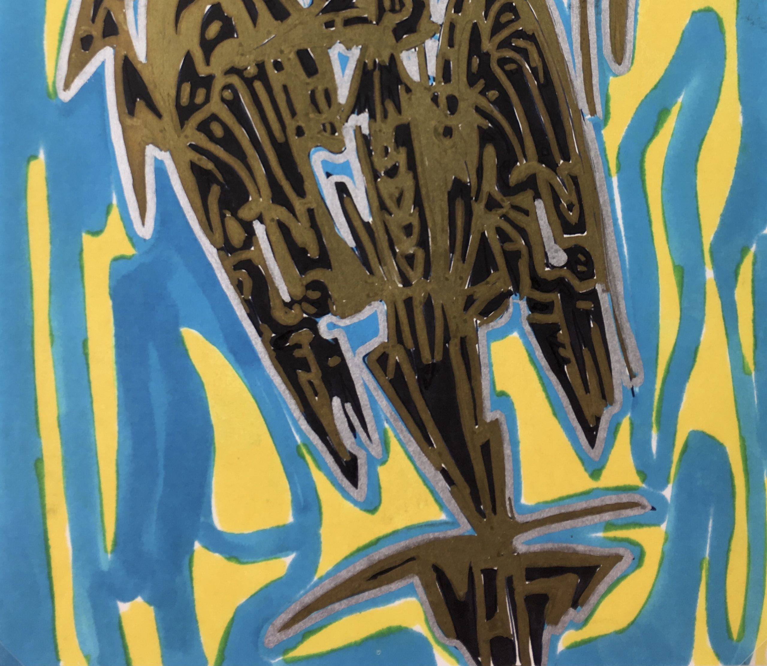 Modern Original Art Modern, Abstract Bird, C.1980 Original Art