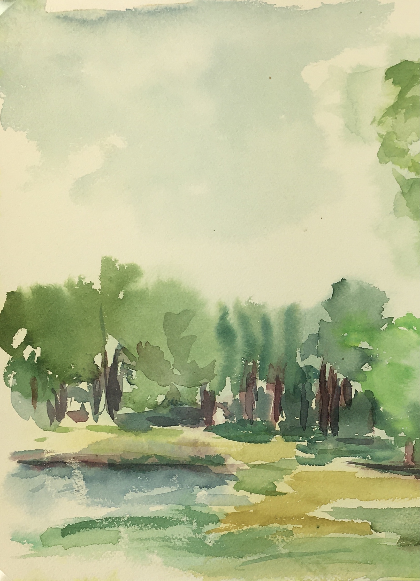 Rivers Original Art Serene Trees, A.C., c. 1950 Original Art